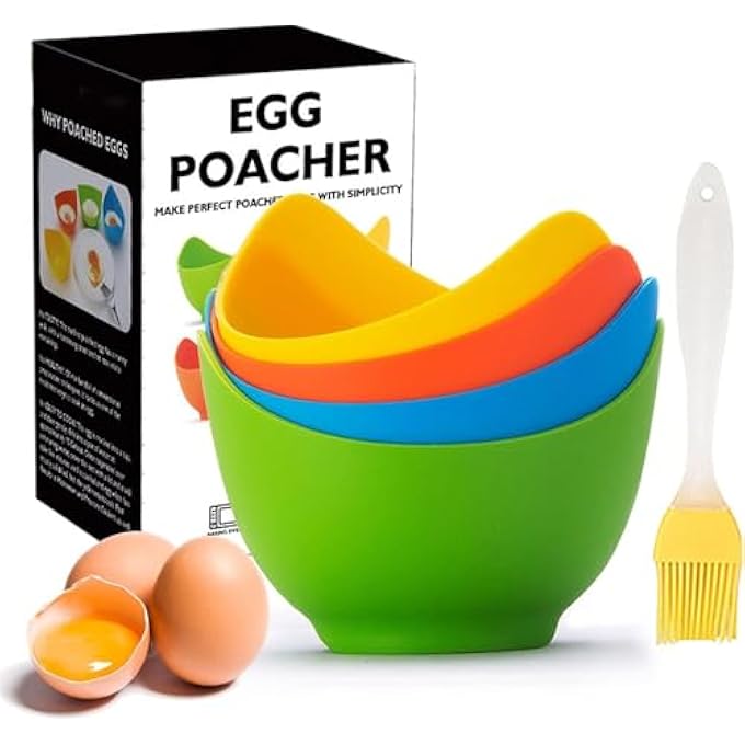 كاست ويف أكواب سيليكون لتحضير البيض غير اللاصقة، كوب سلق بيض غير لاصق، أكواب بيض لحاملات حلقة Bpa، أكواب مجانية للقلاية الهوائية، فرن الخبز على الموقد، الطهي السهل للبيض لوجبة الإفطار، استخدام المطبخ بأربع قطع - Image 1