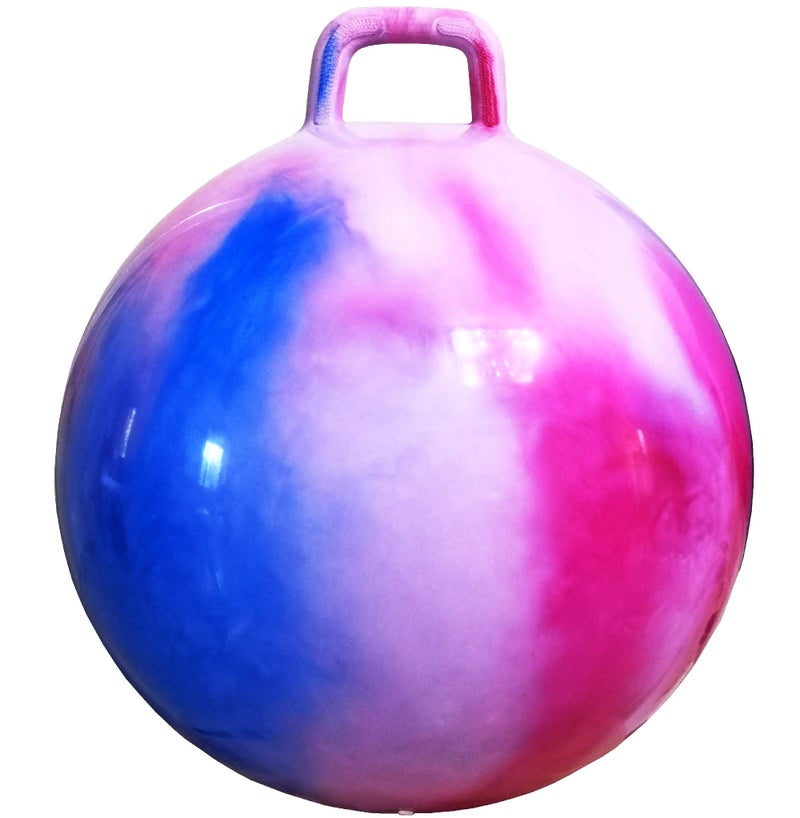 AppleRound Hippity Hoppity Hopball with Pump SitOn Bouncy Exercise Ball with Handle 18 inch 45 cm for Kids Ages 37 Cloud Colors Red Blue - Image 2