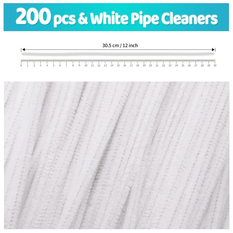Iooleem 200pcs White Pipe Cleaners, Chenille Stems, Pipe Cleaners for Crafts, Pipe Cleaner Crafts, Art and Craft Supplies. - Image 2
