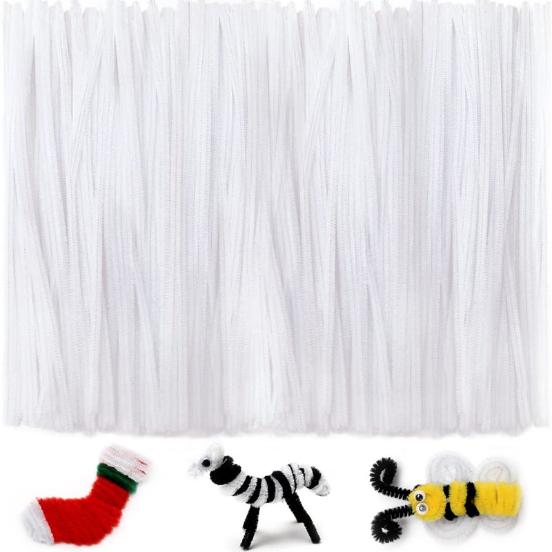 Iooleem 200pcs White Pipe Cleaners, Chenille Stems, Pipe Cleaners for Crafts, Pipe Cleaner Crafts, Art and Craft Supplies. - Image 1