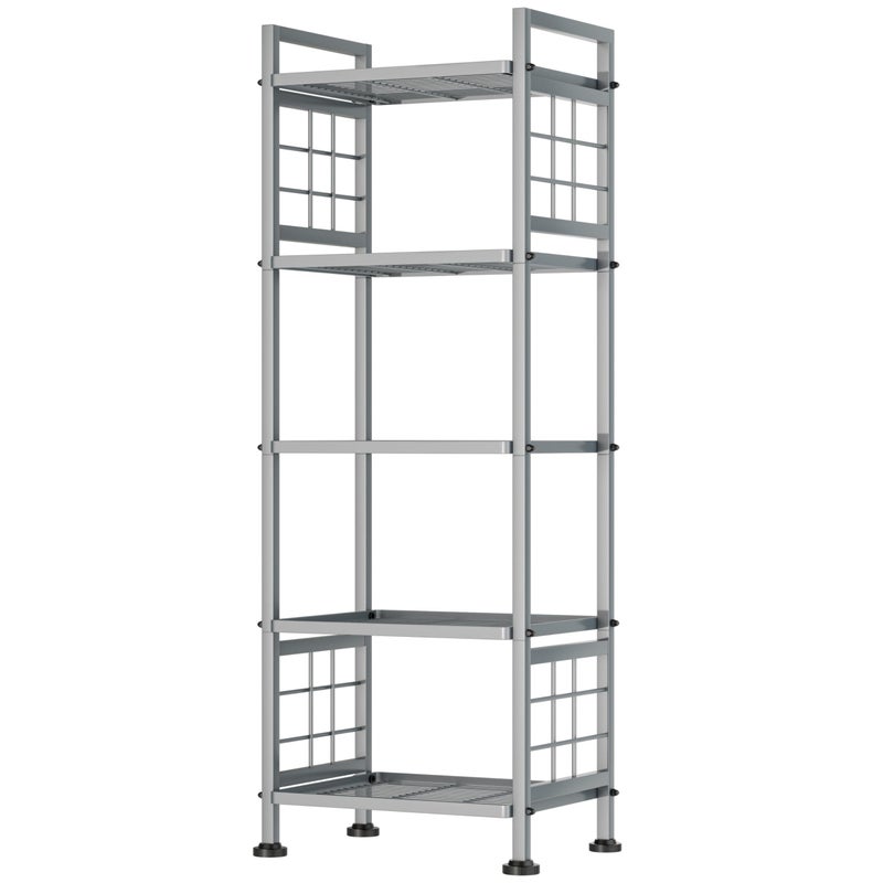 GIOTORENT 5Wire Standing Storage Shelf Metal Shelving Unit Pantry Rack for Laundry Kitchen Bathroom OrganizerSilver