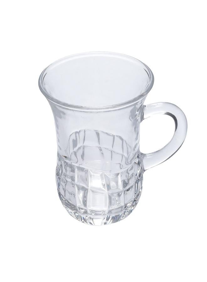 Alsaif Max Glass Tea Cups Set With Handle 6 Pieces Transparent - Image 2