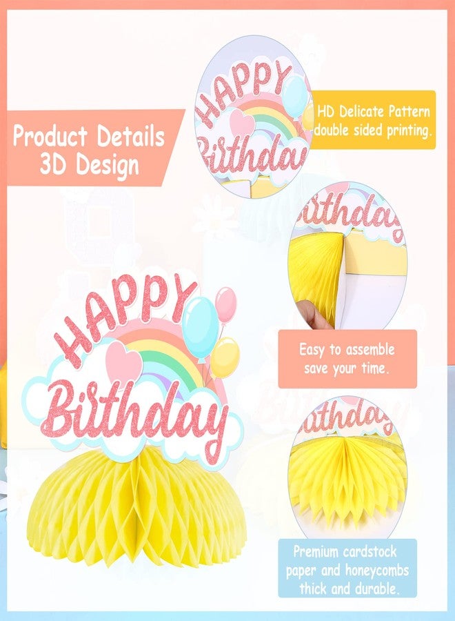 Fangleland 8Pcs Cloud 9th Birthday Table Decorations for Girls, Rainbow Happy Birthday Honeycomb Centerpieces for 9 Year Old Party - Colorful Cloud 9 3D Table Toppers - Image 5