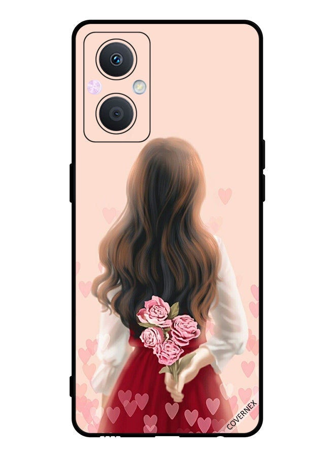 Covernex Protective Case Cover For Oppo A96 Girl Hiding Flowers - Image 1