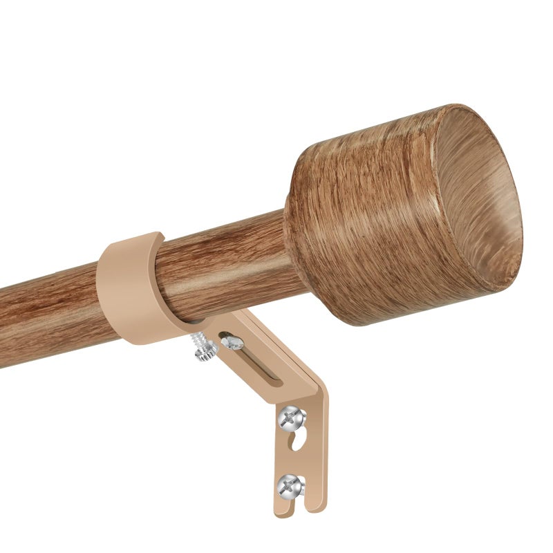 Hradecti 1â€ Diameter Curtain Rods Itself is 30 to 144 inch 1 Pack Fit 30-142 inch, 66 to 120 inch Window with Heavy Duty Adjustable Rod Matte Wood Grain Splicing Metal Extra Long Curtain Rod for Windows - Image 1