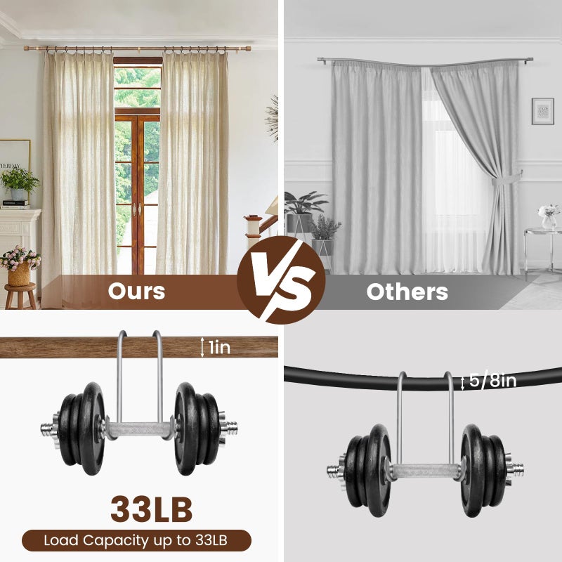 Hradecti 1â€ Diameter Curtain Rods Itself is 30 to 144 inch 1 Pack Fit 30-142 inch, 66 to 120 inch Window with Heavy Duty Adjustable Rod Matte Wood Grain Splicing Metal Extra Long Curtain Rod for Windows - Image 5
