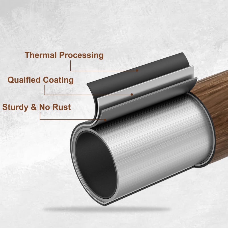 Hradecti 1â€ Diameter Curtain Rods Itself is 30 to 144 inch 1 Pack Fit 30-142 inch, 66 to 120 inch Window with Heavy Duty Adjustable Rod Matte Wood Grain Splicing Metal Extra Long Curtain Rod for Windows - Image 4