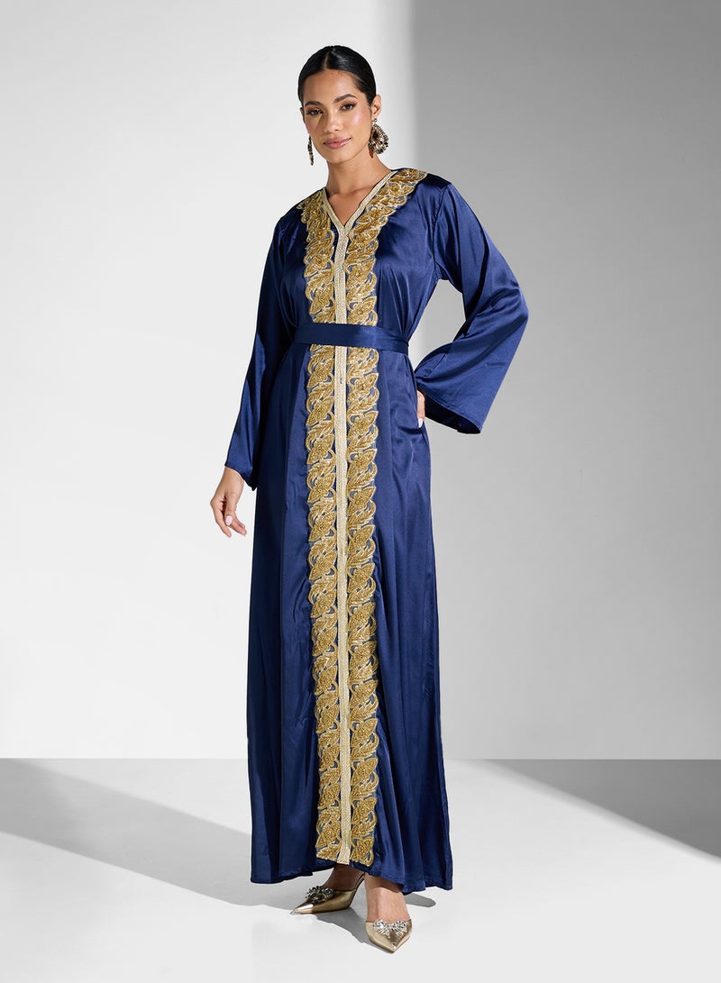 hayas closet Embroidered Satin Dress - Image 5
