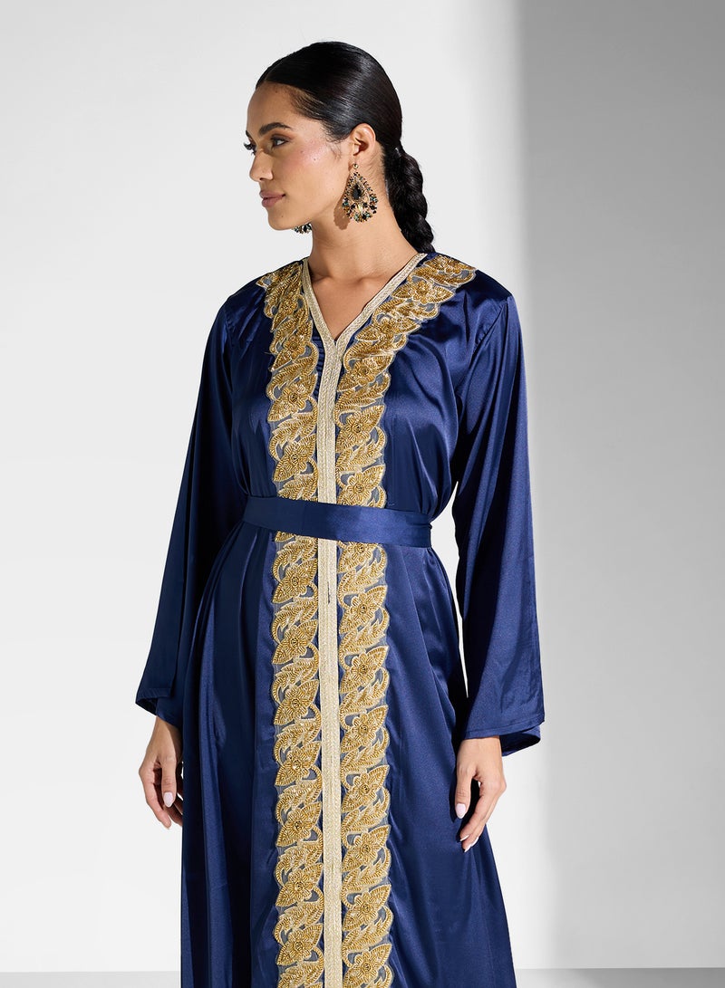 hayas closet Embroidered Satin Dress - Image 3