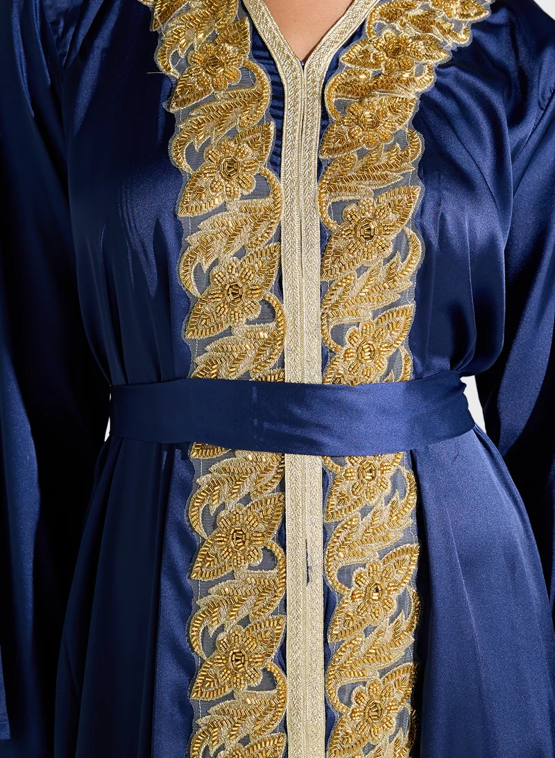 hayas closet Embroidered Satin Dress