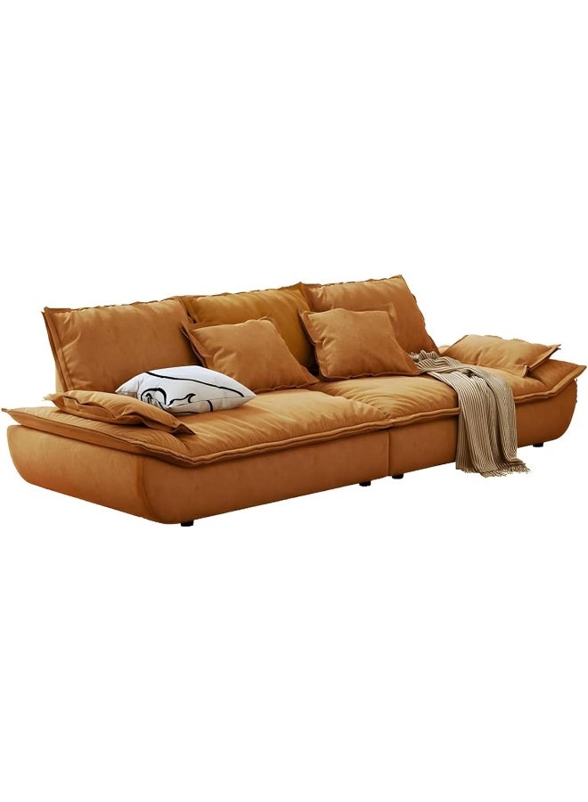 Comfynest Contemporary Tech Cloth Standard Sofa with Removable Cushions and Pillows, Living room Stylish Couch, 279.4 x 78.74 x 83.82 cm - Multiple Colors Available (Orange, 2-Seater)