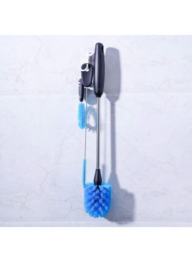 3-in-1 Stainless Steel Water Bottle Brush Set, Long Handle Water Bottle Scrubbing Brush, Built for Cleaning Narrow Neck Bottles, Sport Bottles, Baby Bottles, Coffee Mugs, Tumblers, Flask, Round Head - Image 3