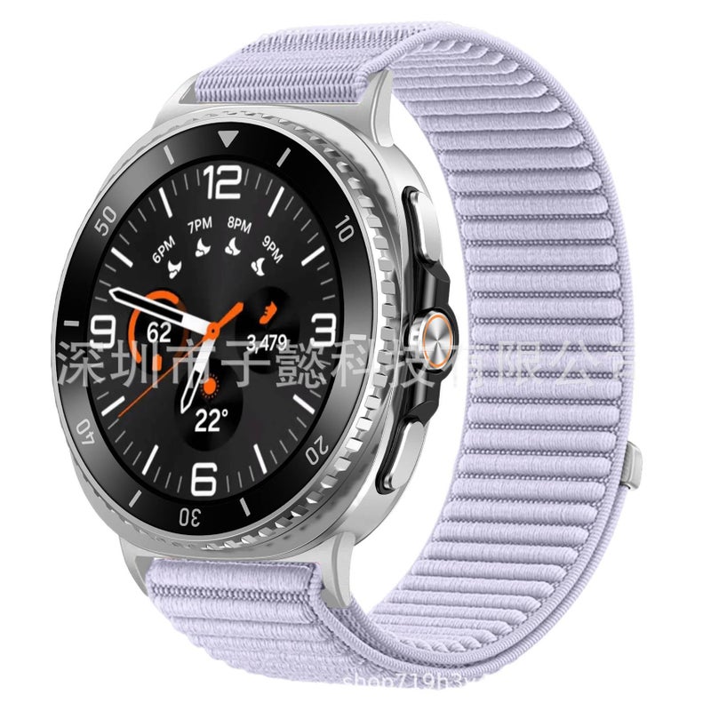 سوار ساعة ذكية سوار نايلون حلقي متوافق مع Samsung Galaxy Watch 8 بملاءمة قابلة للتعديل وحزام بديل باللون بنفسجي قابل للتعديل - Image 1