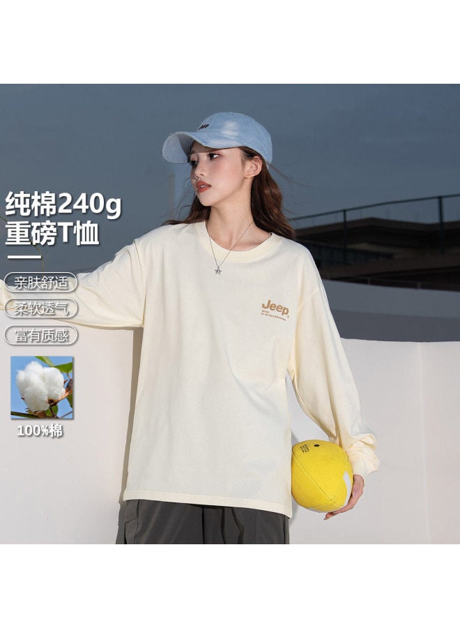 Jeep Women'S Casual Round Neck Long Sleeve T-Shirt Loose Fit Pure Cotton Top Autumn New Arrival - Image 2