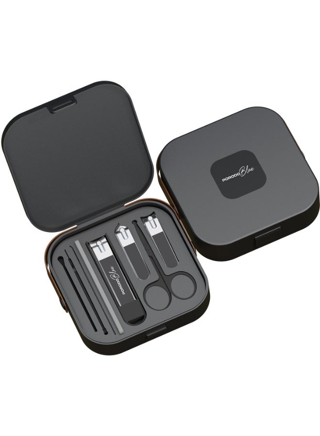 porodo Nail Clipper Set 8-in-1 Portable Manicure Pedicure Grooming Kit with Scissors File Cuticle Trimmer Pusher and Spoon - Image 1