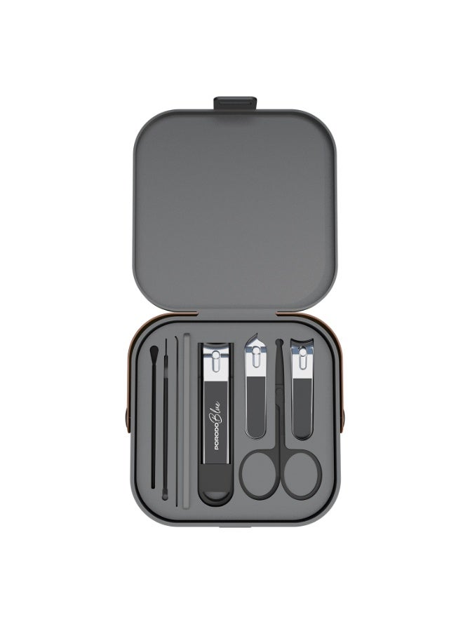 porodo Nail Clipper Set 8-in-1 Portable Manicure Pedicure Grooming Kit with Scissors File Cuticle Trimmer Pusher and Spoon - Image 4