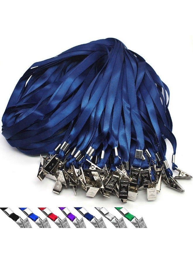 بيبيل حبل شارة مسطح من النايلون مكون من 100 قطعة لبطاقة اسم شارة الهوية (عبوة من 100 قطعة باللون الأزرق الداكن) - Image 1