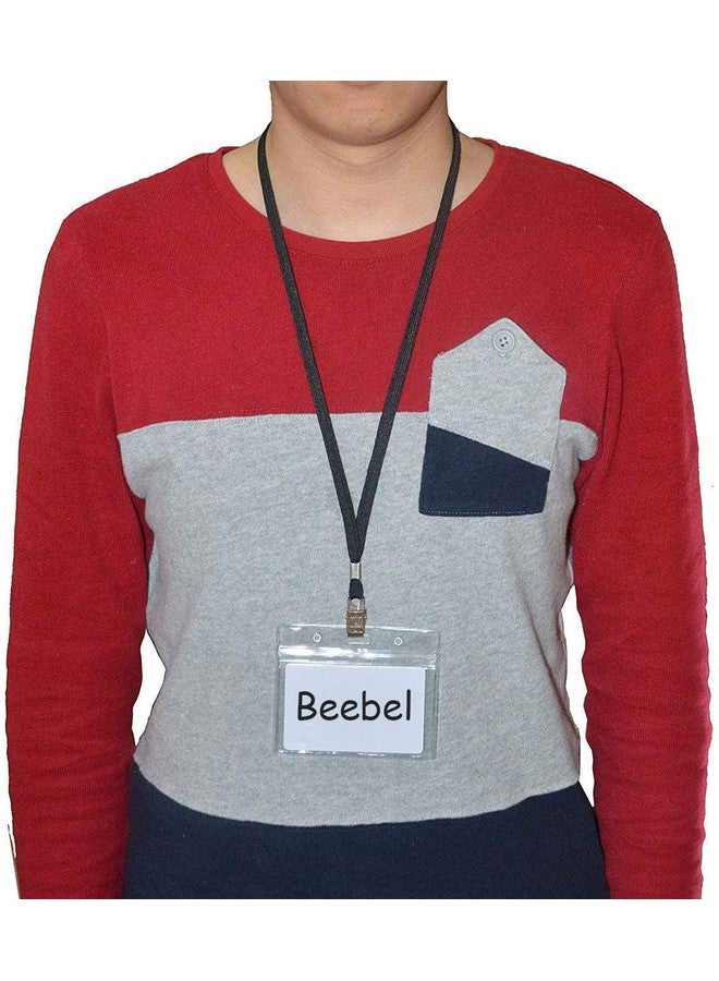 بيبيل حبل شارة مسطح من النايلون مكون من 100 قطعة لبطاقة اسم شارة الهوية (عبوة من 100 قطعة باللون الأزرق الداكن) - Image 5