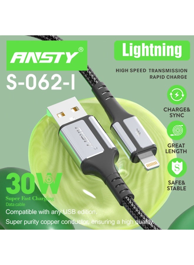 ANSTY S-062-i Lightning Cable - Fast Charge & Data Sync, Reinforced Durable Design, Tangle-Free & Heavy-Duty - Image 3