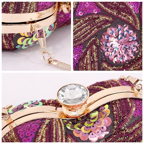 Naimo Womens Heart Bag Sequin Evening Bag Small Clutch Handbag Purse for Wedding Cocktail Party - Image 4