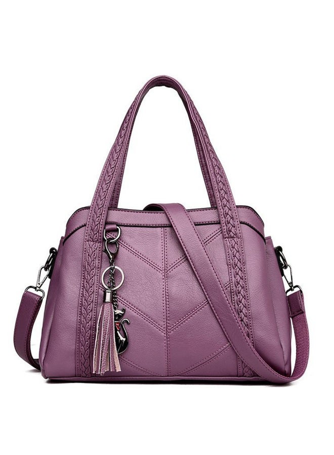 European And American Trend Fashionable Women PU Leather Soft Tote Bag With Pendant Large Capacity High-end Retro Handbag Gift For Mom And Sister - Image 2