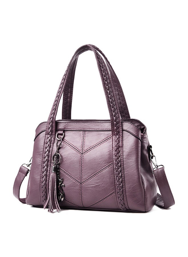 European And American Trend Fashionable Women PU Leather Soft Tote Bag With Pendant Large Capacity High-end Retro Handbag Gift For Mom And Sister - Image 3