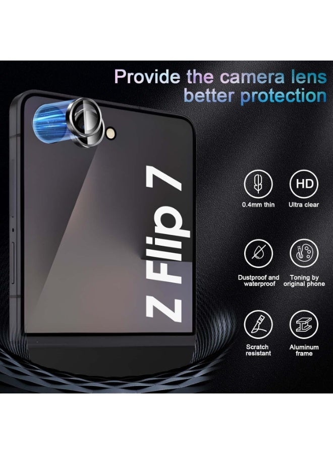 Camera Lens Protector for Samsung Galaxy Z Flip 7, Case-Friendly, 9H Glass Hardness, Anti-Scratch, HD Tempered Metal Glass Camera Screen Protector for Samsung Flip 7 with Removal Tool - Image 3