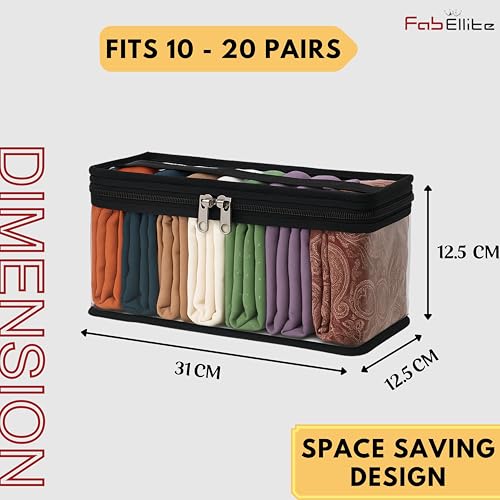 FAB ELLITE Undergarments Organizer for Women | Storage Bags for Clothes Large, Socks, Bras & Innerwear | Closet & Wall Storage Rack – 2 PVC + 2 Transparent - Image 2