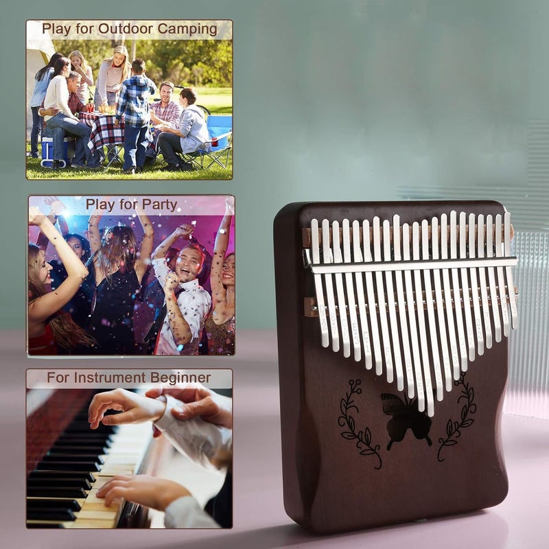 Lemfema Kalimba Thumb Piano 21 Keys, Portable Mbira Finger Piano Gifts for Adults Beginners(Brown) - Image 5
