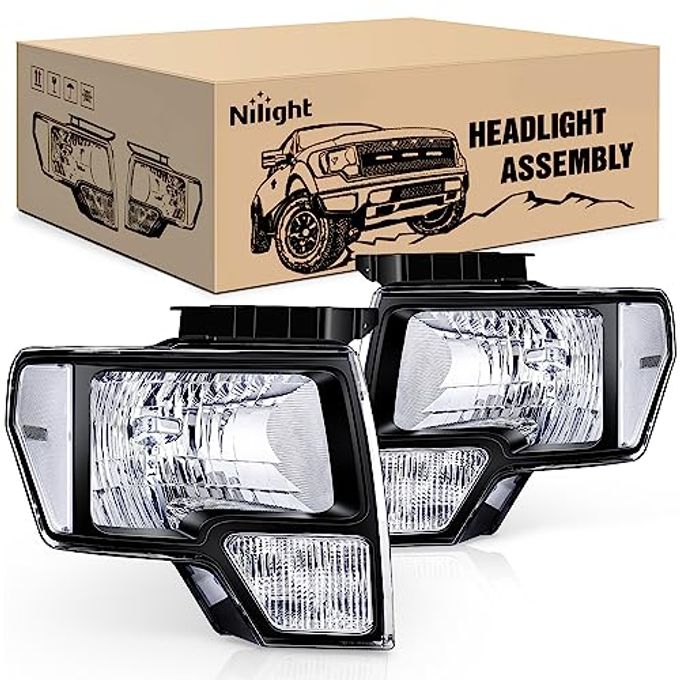 Nilight 2009 2010 2011 2012 2013 2014 F150 Headlight Assembly Black Housing Clear Corner Clear Lens Headlamp Replacement Driver And Passenger Side 2 Pack - Image 4