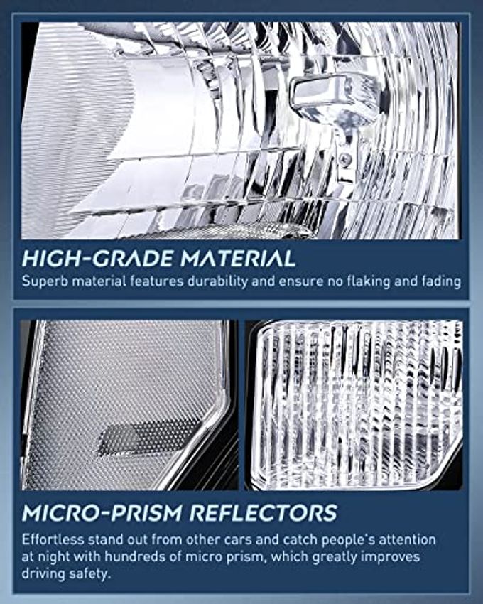 Nilight 2009 2010 2011 2012 2013 2014 F150 Headlight Assembly Black Housing Clear Corner Clear Lens Headlamp Replacement Driver And Passenger Side 2 Pack - Image 3