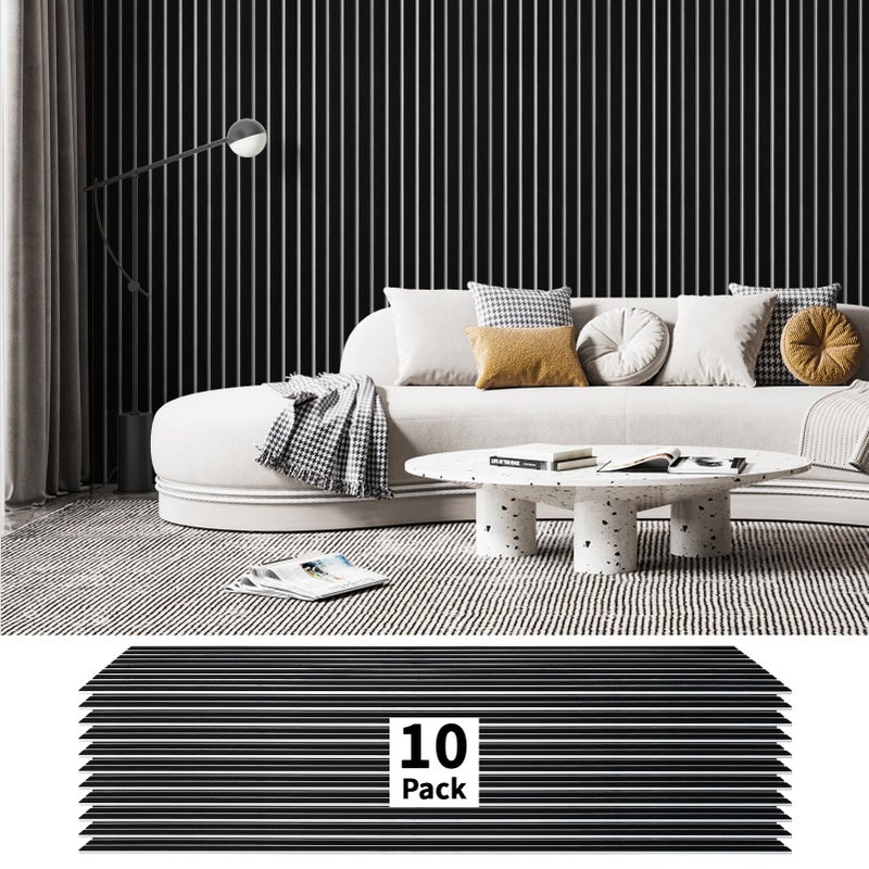 Art3dwallpanels 10 Pack Acoustic Panels, 48" X 12" X 0.43" Soundproof Wall Panels, Self Adhesive High Density Sound Absorbing Acoustic Treatment for Recording Studio, Office, Black and White - Image 1