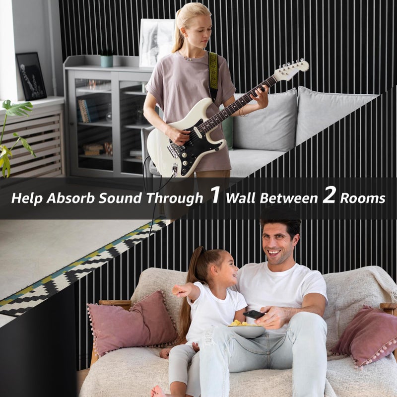 Art3dwallpanels 10 Pack Acoustic Panels, 48" X 12" X 0.43" Soundproof Wall Panels, Self Adhesive High Density Sound Absorbing Acoustic Treatment for Recording Studio, Office, Black and White - Image 5