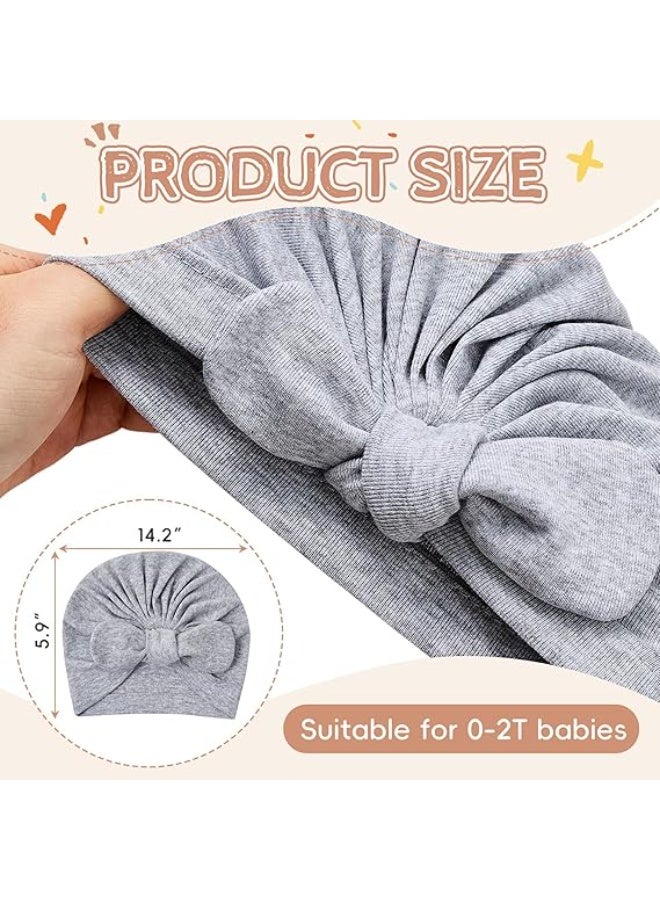Bukela 4PCS Baby Hat Newborn Hats with Big Bow Cotton Warmth Infant Hospital Hat Baby Turban for Girls Boys 0-2 - Image 4