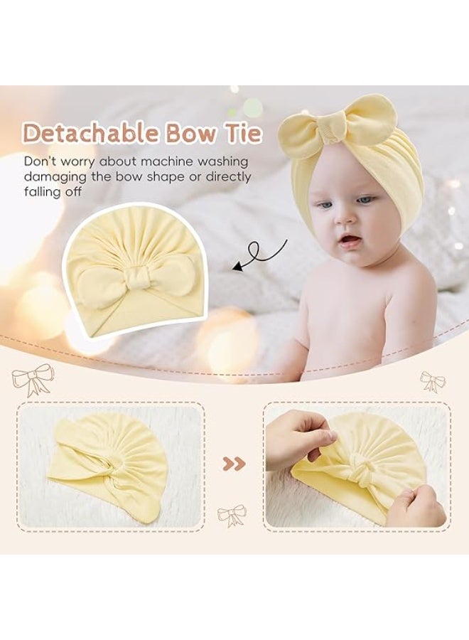 Bukela 4PCS Baby Hat Newborn Hats with Big Bow Cotton Warmth Infant Hospital Hat Baby Turban for Girls Boys 0-2 - Image 2
