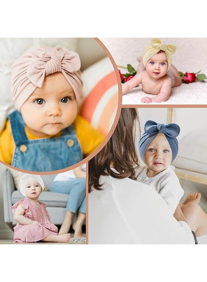 Bukela 4PCS Baby Hat Newborn Hats with Big Bow Cotton Warmth Infant Hospital Hat Baby Turban for Girls Boys 0-2 - Image 3