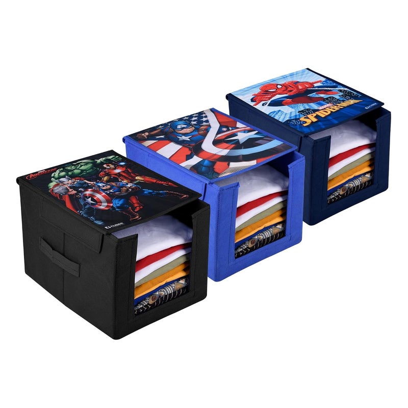 Kuber Industries Marvel Wardrobe Organizer Shirt Stacker Closet Organizer Foldable Storage Boxes Shelf Organizer Shirt Stacker Bag Pack of 3 Multicolor - Image 1