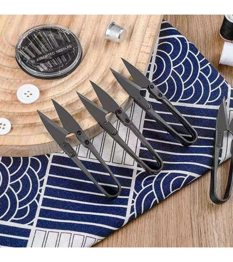 مقص تطريز أسود على شكل حرف U لقص القماش والخيوط - Image 5