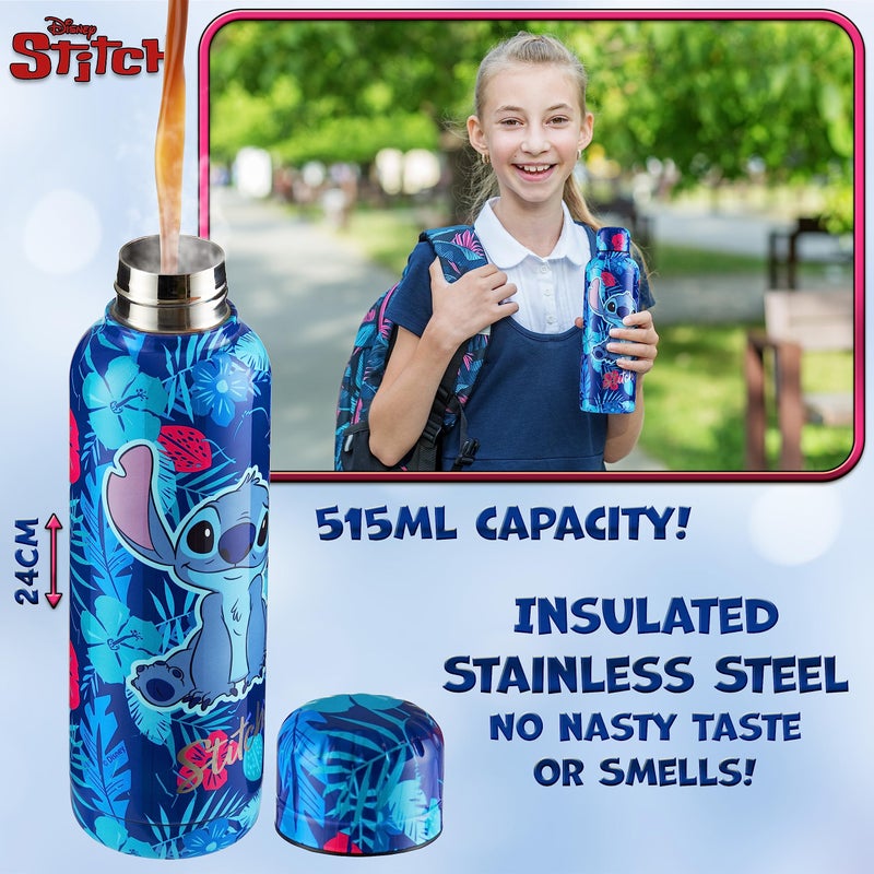 Disney Stitch Insulated Water Bottle - 515ml Stainless Steel Metal Drinks Bottle Teenagers Hot or Cold - School Sports Travel - Stitch Gifts - Image 3