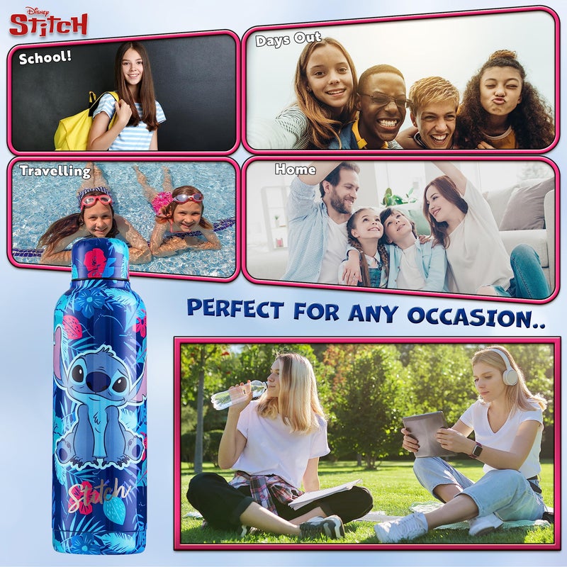 Disney Stitch Insulated Water Bottle - 515ml Stainless Steel Metal Drinks Bottle Teenagers Hot or Cold - School Sports Travel - Stitch Gifts - Image 4