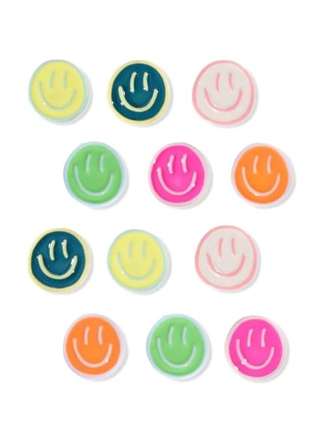 12Pcs Fridge Magnets Cute Refrigerator Magnets, Colorful Magnets for Whiteboard Cabinet Locker, Resin Smile Face Decorative Magnets for Classro Kitchen Office - Image 1