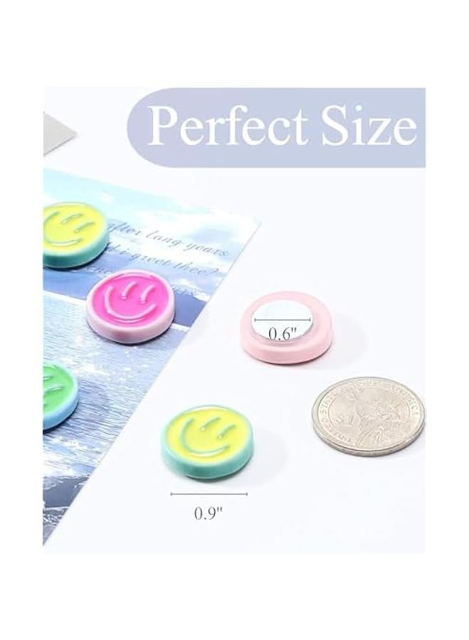 12Pcs Fridge Magnets Cute Refrigerator Magnets, Colorful Magnets for Whiteboard Cabinet Locker, Resin Smile Face Decorative Magnets for Classro Kitchen Office - Image 2