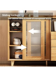 AGD Coffee Corner Kitchen Side Cabinet with Drawers and Sliding Doors, Large Storage Capacity Kitchen Cabinet 100x36x92cm Suitable for Kitchen, Living Room, Dining Room - Wood Color  - Image 4