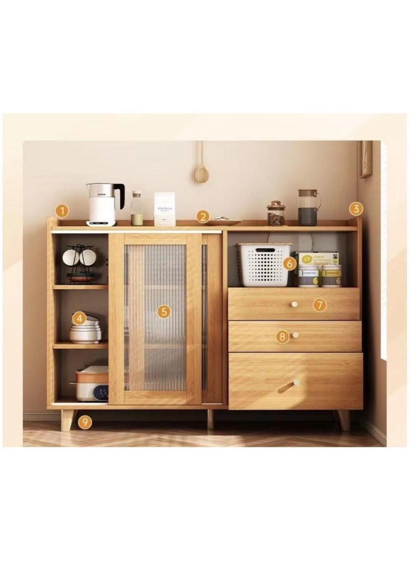 AGD Coffee Corner Kitchen Side Cabinet with Drawers and Sliding Doors, Large Storage Capacity Kitchen Cabinet 100x36x92cm Suitable for Kitchen, Living Room, Dining Room - Wood Color  - Image 5