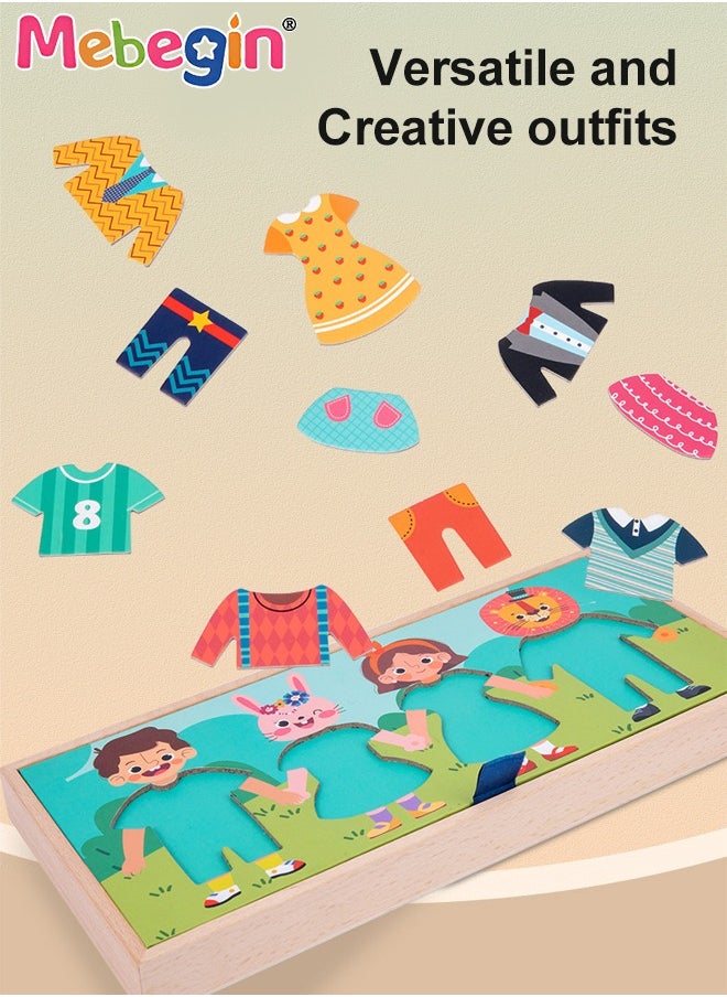 MEBEGIN - Fun Clothes Pairing Toy Set, Wooden Pairing Clothes Puzzle with Storage Box and 20 Cards, No Need for Cropping, Educational Memory and Observation Game for Children, Interactive Family Game - Image 1