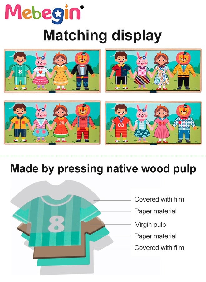 MEBEGIN - Fun Clothes Pairing Toy Set, Wooden Pairing Clothes Puzzle with Storage Box and 20 Cards, No Need for Cropping, Educational Memory and Observation Game for Children, Interactive Family Game - Image 1