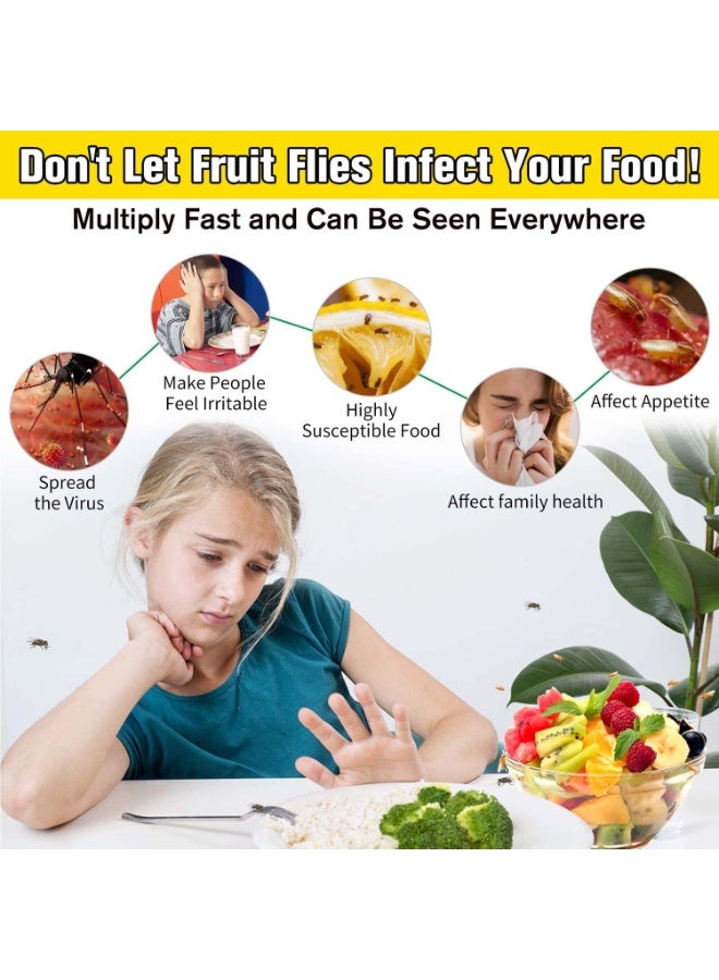 KOWVOWZ Fruit Fly Trap for Indoors, Gnat Trap Gnat Killer Fly Catcher with Yellow Sticker, Sticky Double-Sided Fruit Fly Traps, Non-Toxic Reusable Fly Trap Comes with Bait for Kitchen/Plant (2 Pack) - Image 2