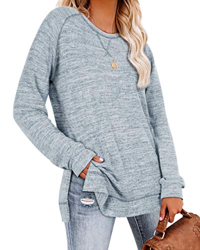 Aokosor Womens Tops for Leggings Fall Outfits 2025 School Long Sweaters Pullover Lounge Shirts Casual Blue M - Image 2
