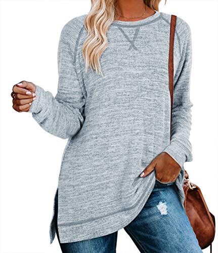 Aokosor Womens Tops for Leggings Fall Outfits 2025 School Long Sweaters Pullover Lounge Shirts Casual Blue M - Image 1
