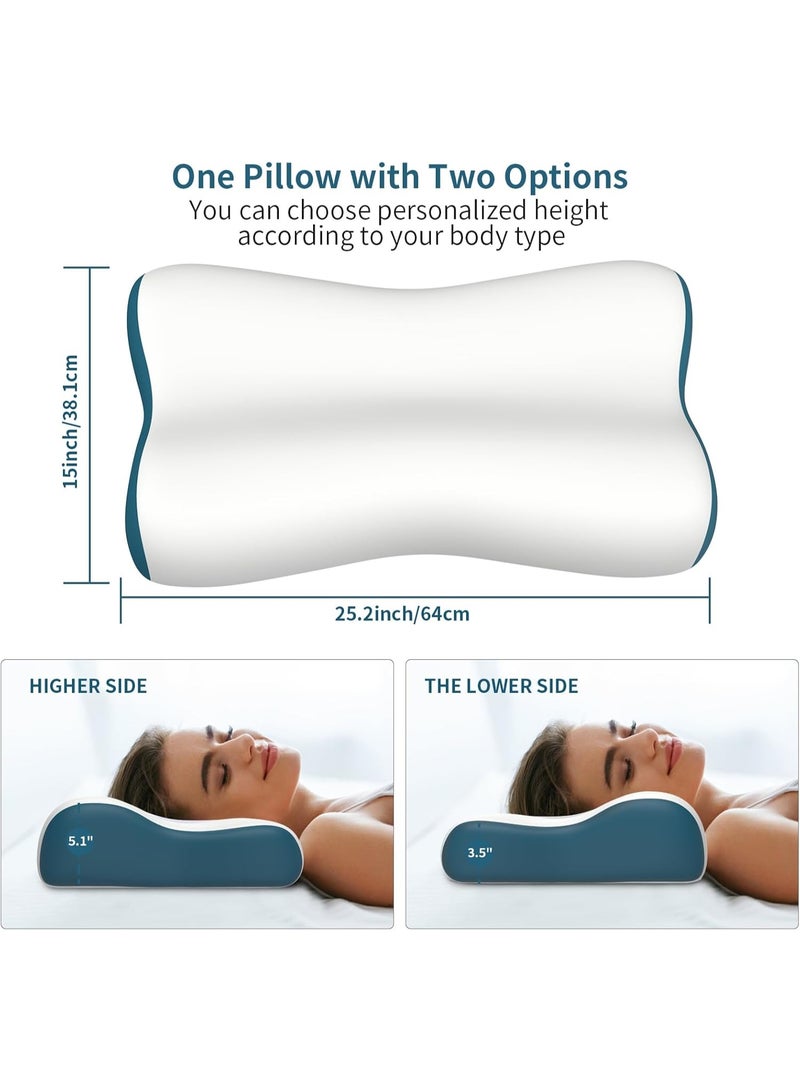 Loxira Cervical Neck Pillow for Pain Relief, Contour Memory Foam Pillows for Sleeping, Ergonomic Pillow Orthopedic Cooling Pillow Bed Pillow Neck Support for Side Back Stomach Sleepers - Image 2